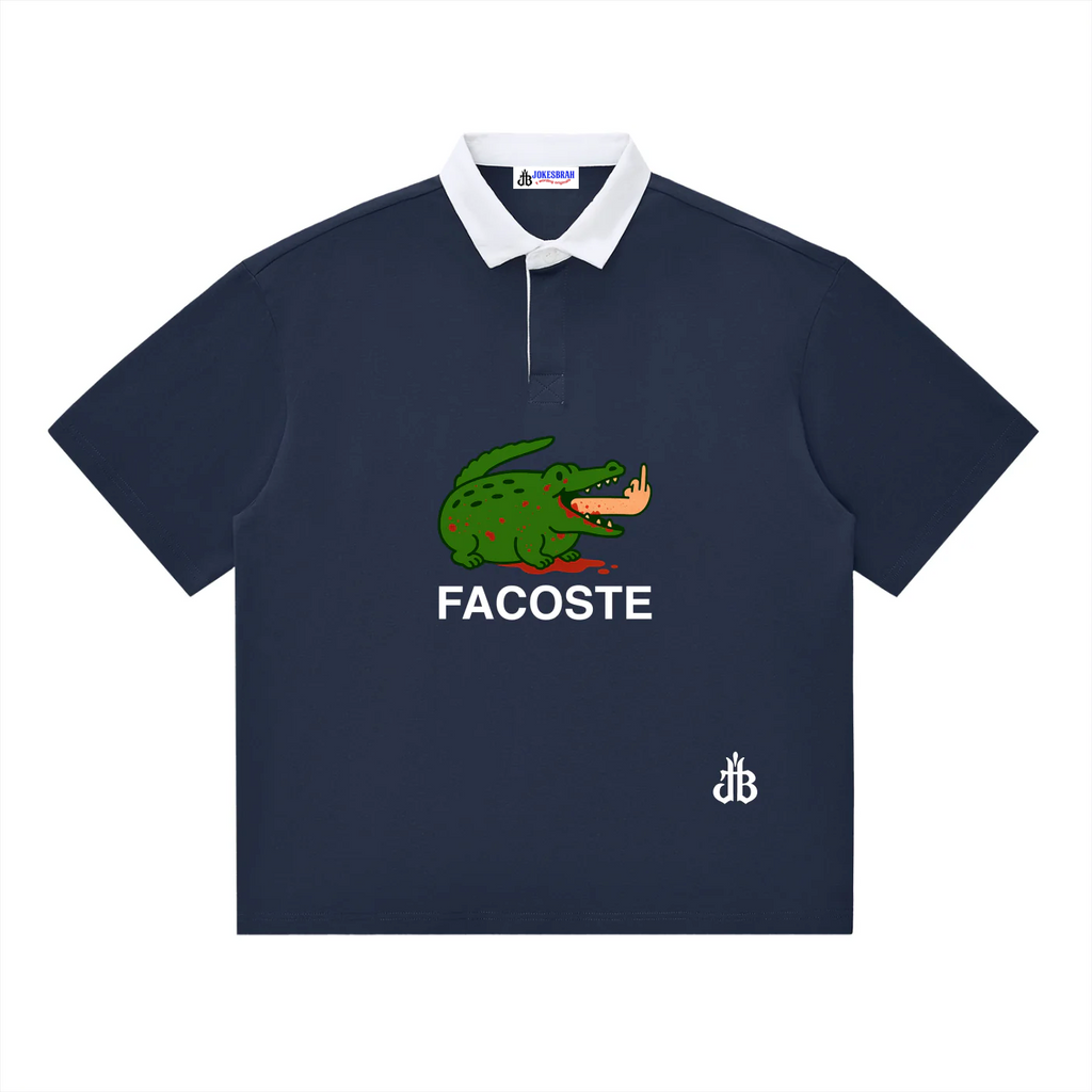 Facoste F*** off logo centre rugby polo T shirt