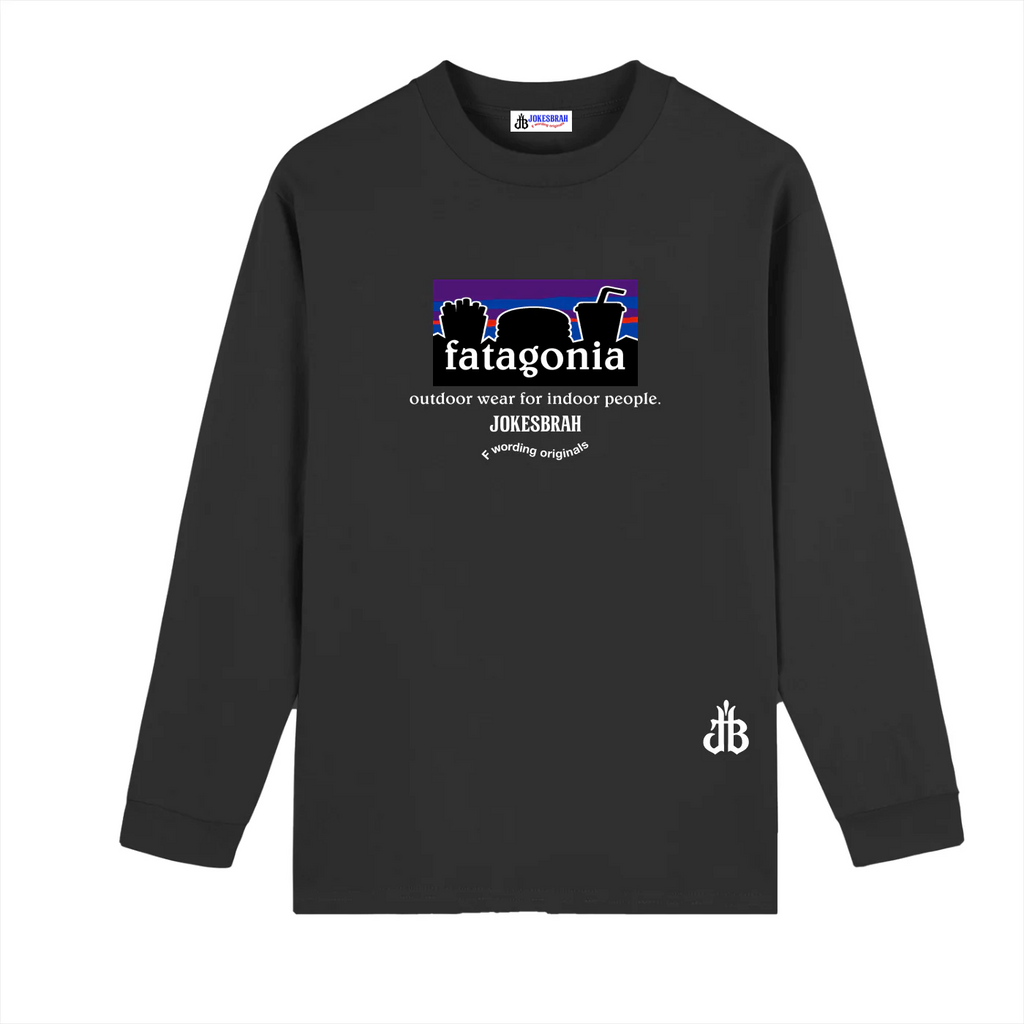 Fatagonia indoor outdoor text long sleeve T shirt