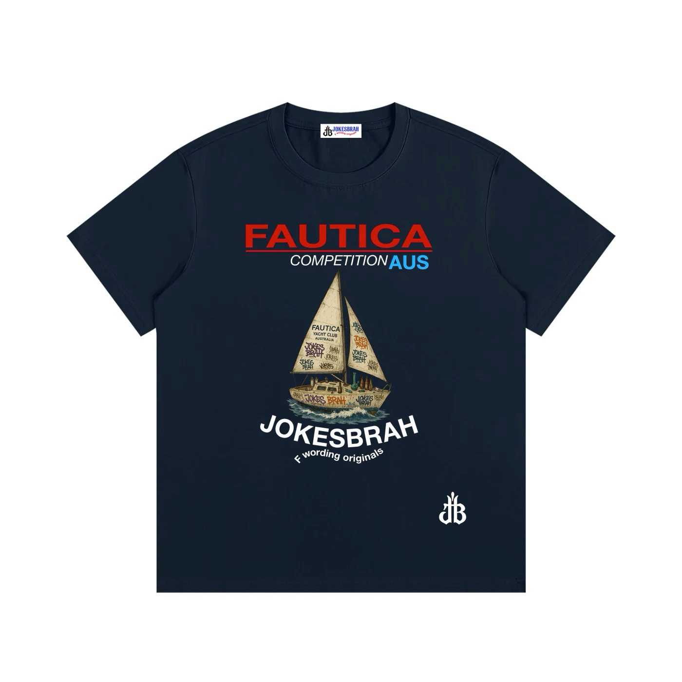 Fautica comp curved text T shirt
